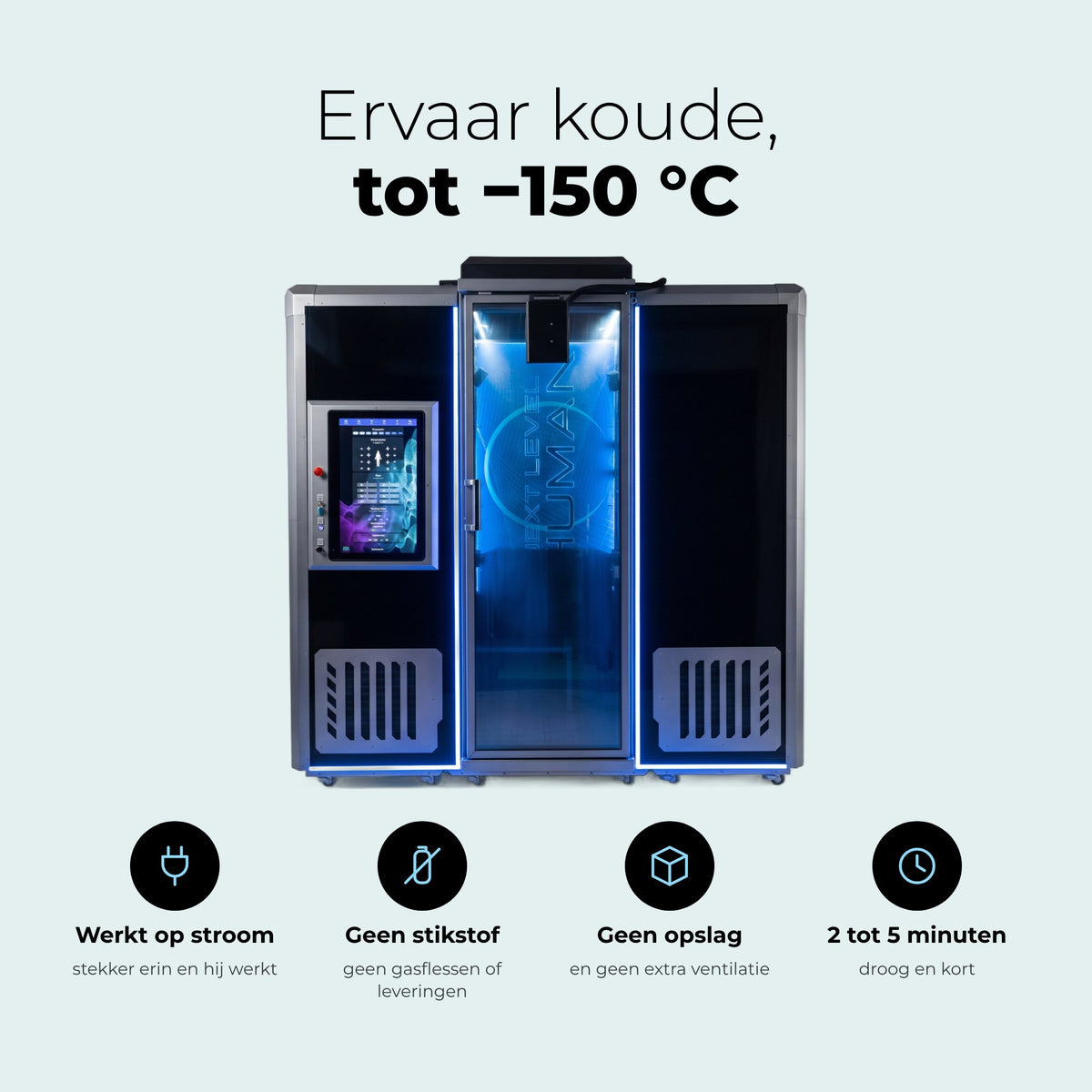 Infographic Next Level Cryo Sauna: ervaar koude tot -150 °C