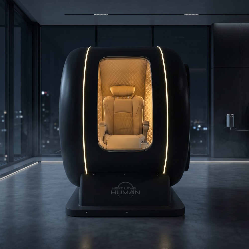 Next Level Hyperbaric 1-seats Deluxe in een penthouse in de avond
