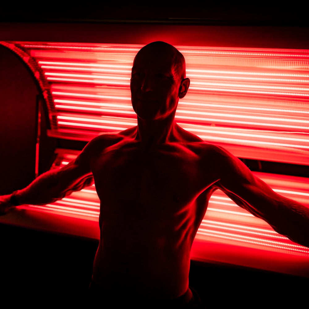 Close-up van rood en nabij-infrarood licht op de huid