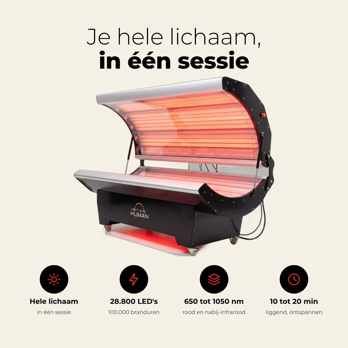 Infographic Next Level Infrared bed - Ultimate: je hele lichaam in één sessie